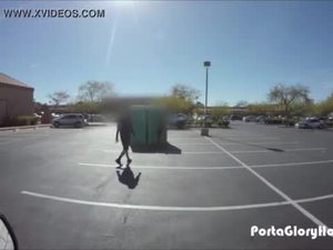 Porta Gloryhole BBW swallows cum in gym parking lot